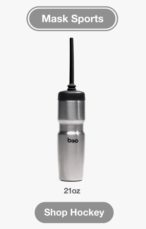 Raw Stainless Steel Bivo Trio with black lid on a white background, featuring the brand Bivo and a tall black longshot hockey nozzle